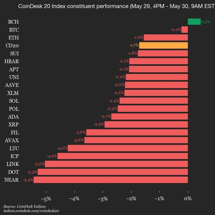 9am CoinDesk 20 Update for 2025-05-30: full chart