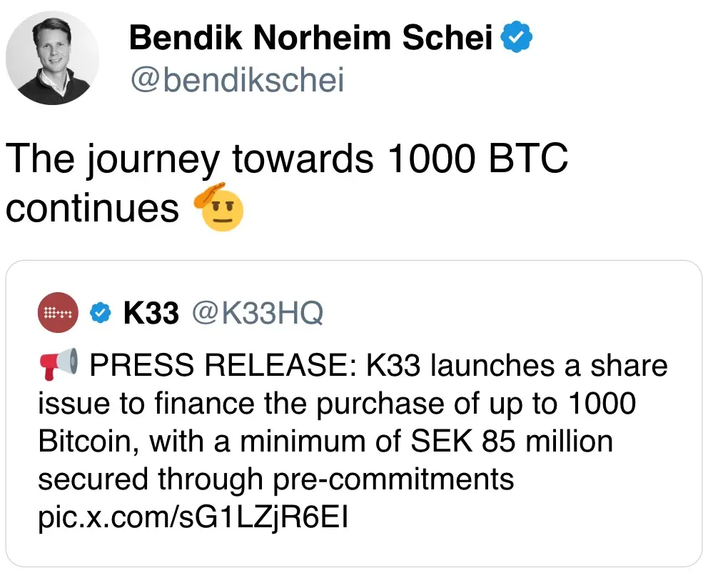 The journey towards 1000 BTC continues 