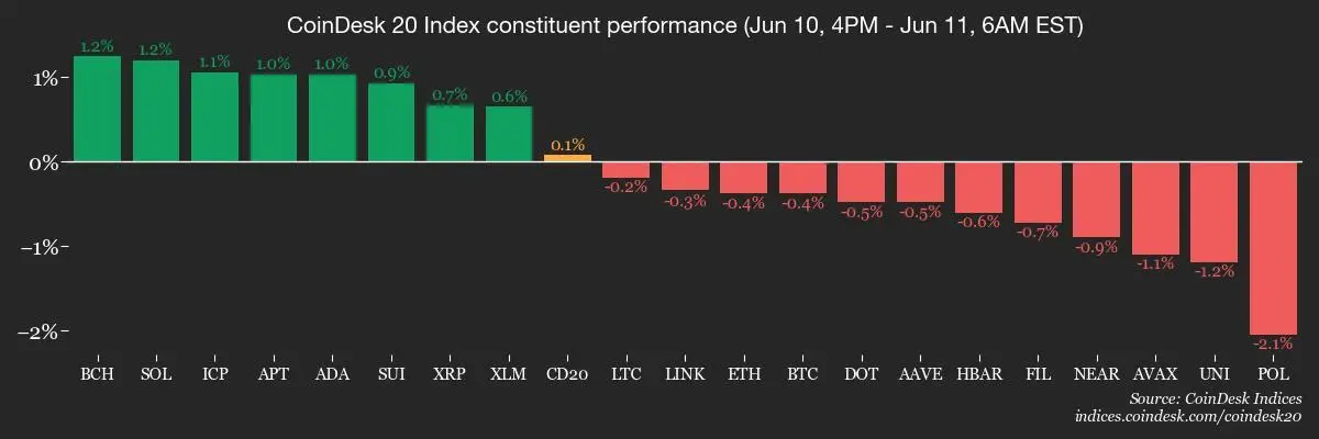 CoinDesk 20 members’ performance