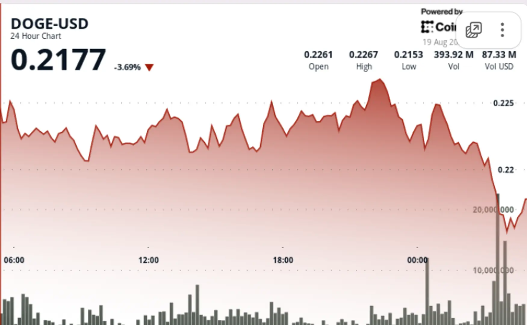 DOGE Tests 22-Cent Support as $782M Volume Unleashes Stop-Loss Cascade