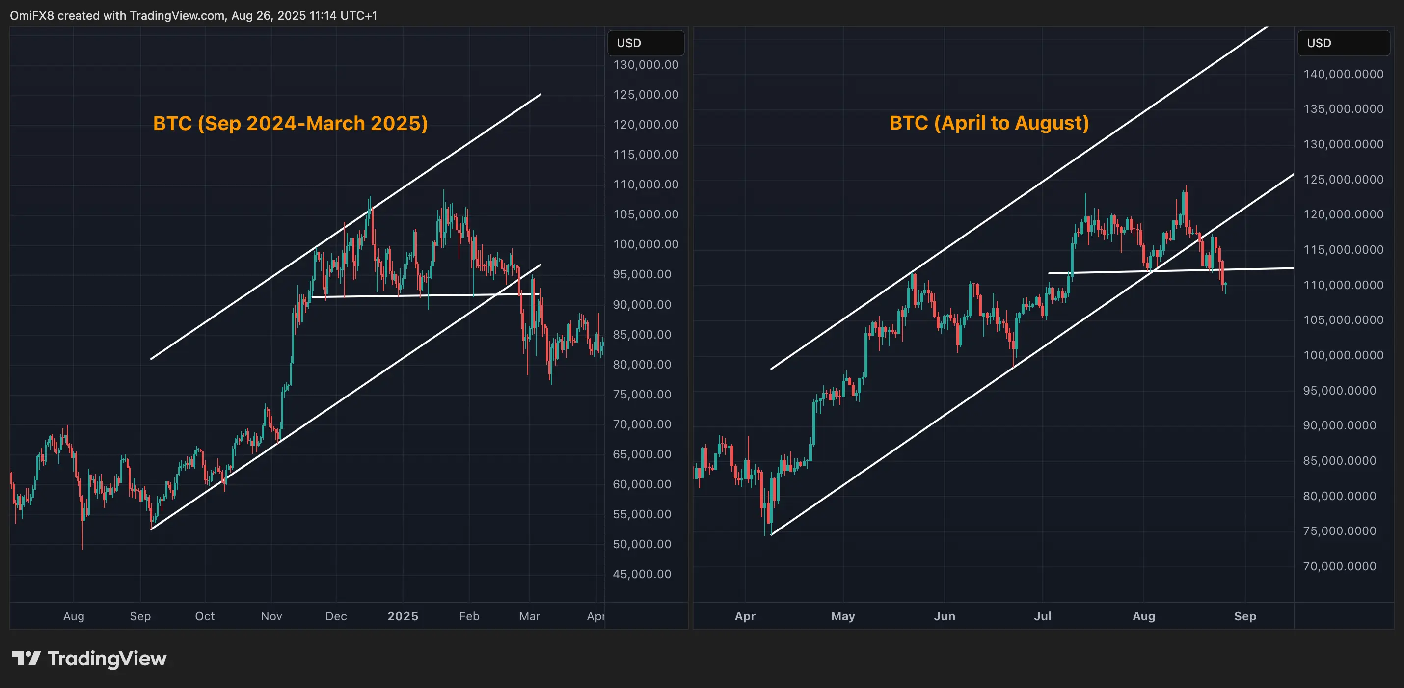 BTC’s daily charts. \(TradingView/CoinDesk\)